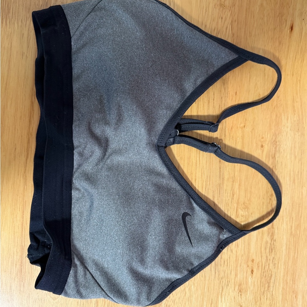 Nike Gray and Black Adjustable-Strap Sports Bra